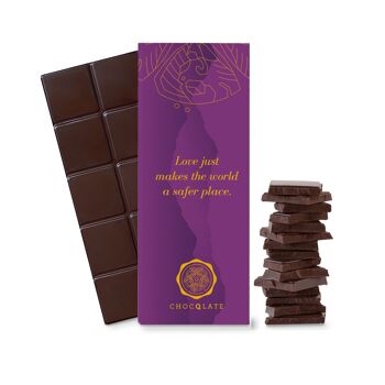 "L'amour rend le monde plus sûr" CHOCQLATE chocolat bio 50% cacao 2