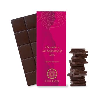 "Le sourire est le début de l'amour" CHOCQLATE chocolat bio 50% cacao 2