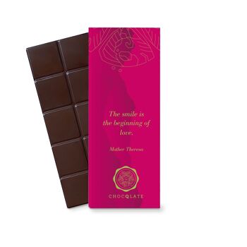 "Le sourire est le début de l'amour" CHOCQLATE chocolat bio 50% cacao 4