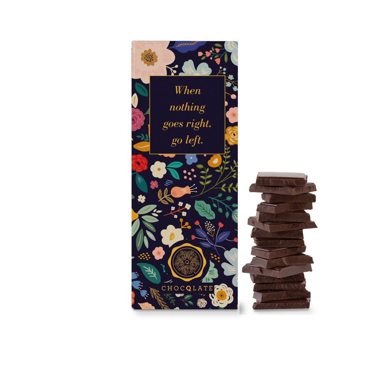 "When nothing goes right go left" CHOCQLATE organic chocolate 50% cacao