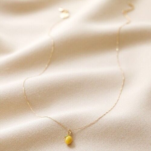 Enamel Lemon Pendant Necklace in Gold