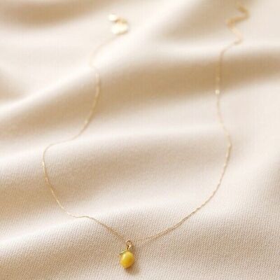 Emaille-Halskette mit Zitronenanhänger in Gold