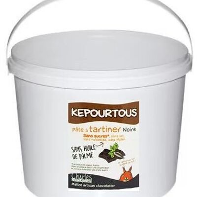 Kepourtous : pâte à tartiner noire sans sucres (maltitol) en seau 5kg