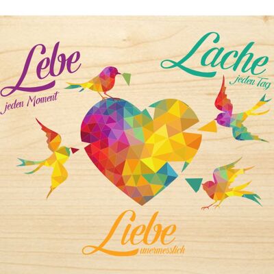 Holzgrusskarte Lebe Liebe Lache