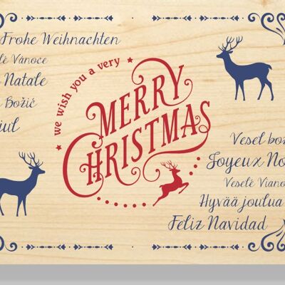 Holzgrusskarte Weihnachten Sprachen