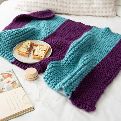 Kit de tricot pour couverture rayée pour enfants - Bases pour débutants