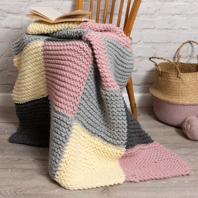 Chequered Blanket Knitting Kit - Beginners Basics