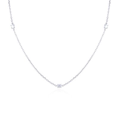 Collier serti griffe - Blanc