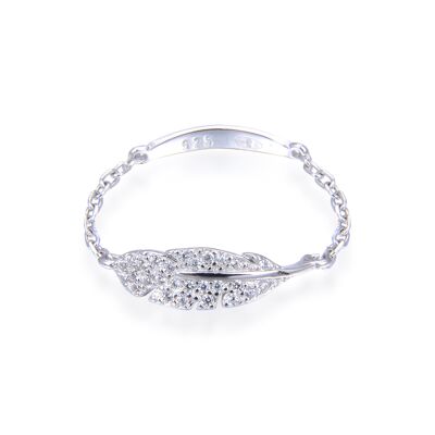 Feather Chain Ring - White - 6