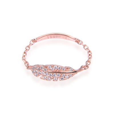 Feather Chain Ring - Pink - 6