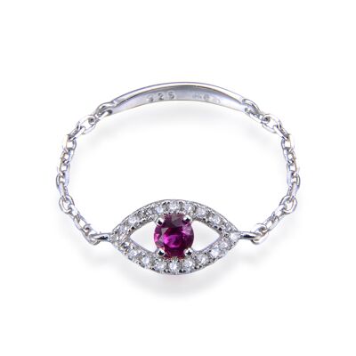 Ruby Eye Chain Ring - White - 6