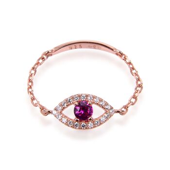 Bague Chaine Oeil Rubis - Rose - 6