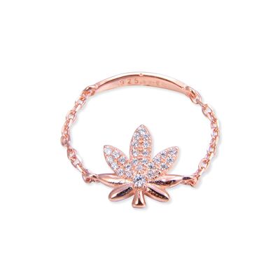 Leaf Chain Ring - Pink - 6