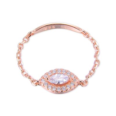 Marquise Chain Ring - Pink - 7
