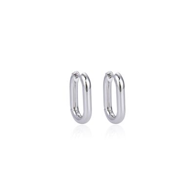 Smooth elongated hoop earrings L - White