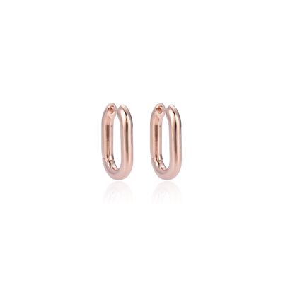 Smooth elongated hoop earrings L - Pink