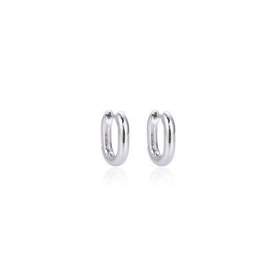 Smooth elongated hoop earrings M - White