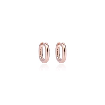 Smooth elongated hoop earrings M - Pink
