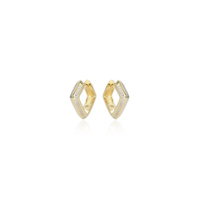 Half Smooth Square Hoop Earrings - Yellow