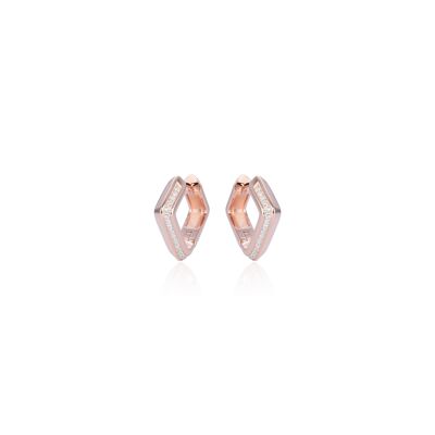 Half Smooth Square Hoop Earrings - Pink