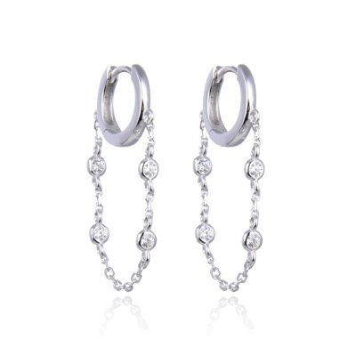 Smooth chain creole earrings - White