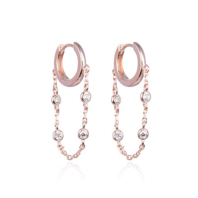 Smooth chain creole earrings - Pink