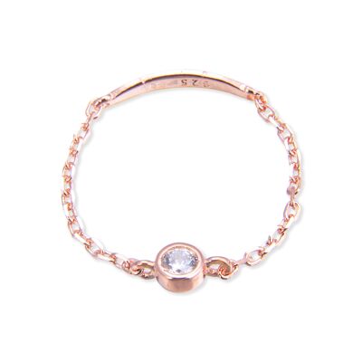 Bezel Set Chain Ring - Pink - 6