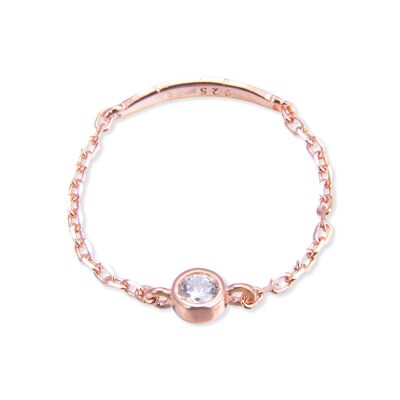 Bezel set chain ring - Pink - 7