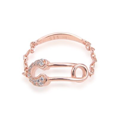 Bague Chaine Epingle - Rose - 6