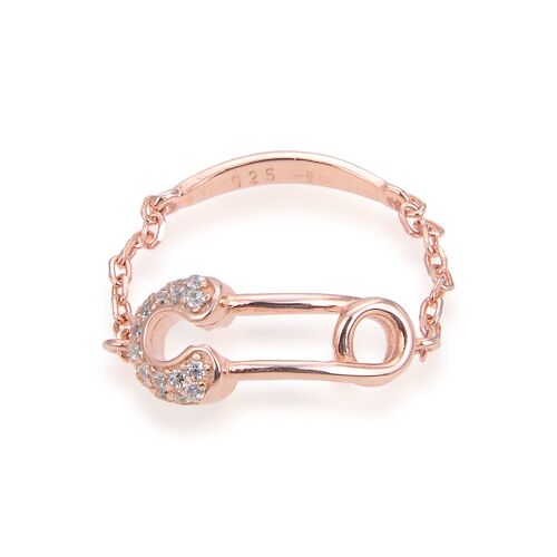 Bague Chaine Epingle - Rose - 9