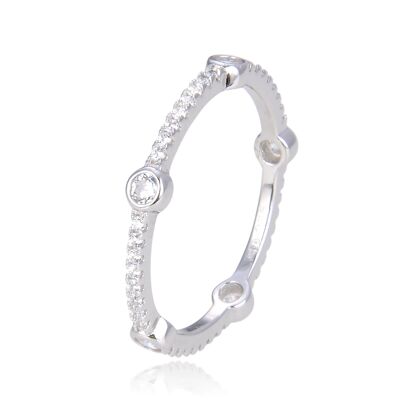 Bezel-Set Fine Alliance Ring - White - 6