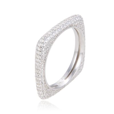 Square Paved Alliance Ring - White - 6