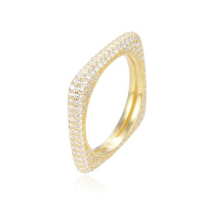 Square Paved Alliance Ring - Yellow - 6