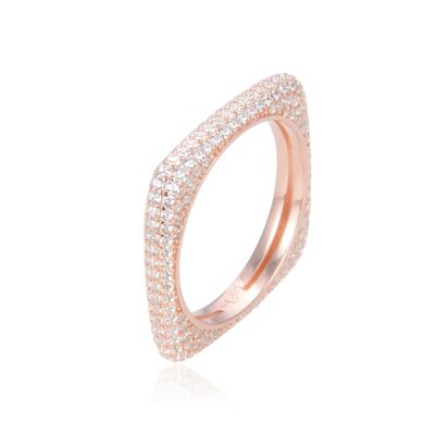 Bague Alliance Pavée Carrée - Rose - 6