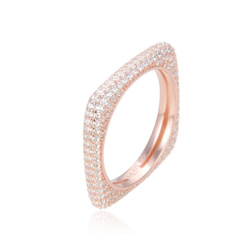 Bague Alliance Pavée Carrée - Rose - 8