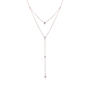 Collier coeur poires effet double - Rose