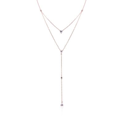 Birnen-Herz-Halskette mit doppeltem Effekt - Rosa