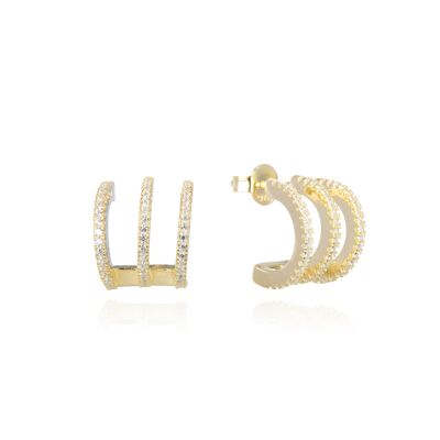 Triple effect hoop earrings - Yellow