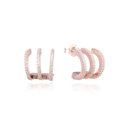 Triple effect hoop earrings - Pink