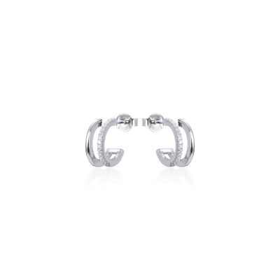 Double effect hoop earrings - White