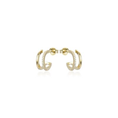 Double effect hoop earrings - Yellow