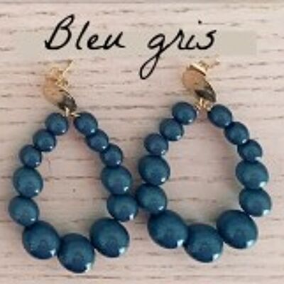 Boucles d'Oreilles Vinta Bleu Gris