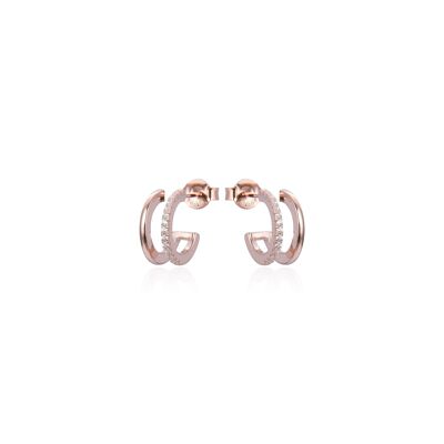 Double effect hoop earrings - Pink