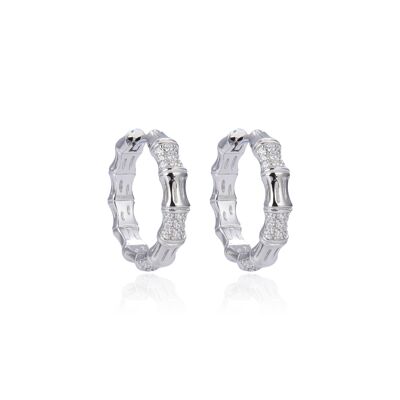 Bamboo Hoop Earrings L - White