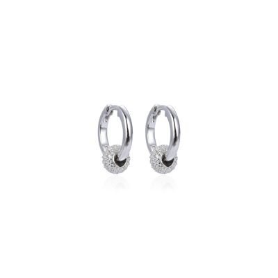 Ball hoop earrings - White
