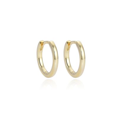 Basic smooth hoop earrings 14mm - Yellow