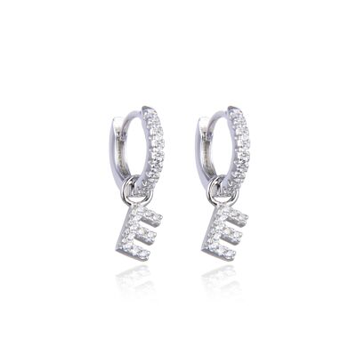 Letter E Hoop Earrings - White