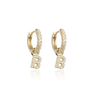 Letter B Hoop Earrings - Yellow