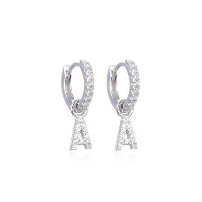 Letter A Hoop Earrings - White