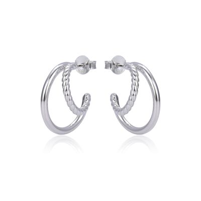 Double Hoop Earrings - White